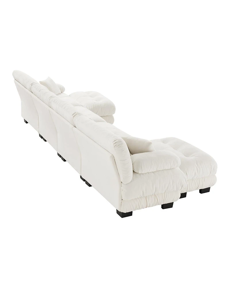 Streamdale Furniture Free Combination Modular Sectional Sofa, U Shaped Couch, 4-Seater Cloud Couch with Ottomans