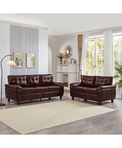Streamdale Furniture Modern 3-Seater & Loveseat Faux Leather Sofa with Storage