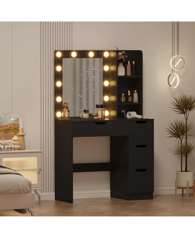 gaomon Modern Makeup Vanity Desk with Mirror, 4 Drawers