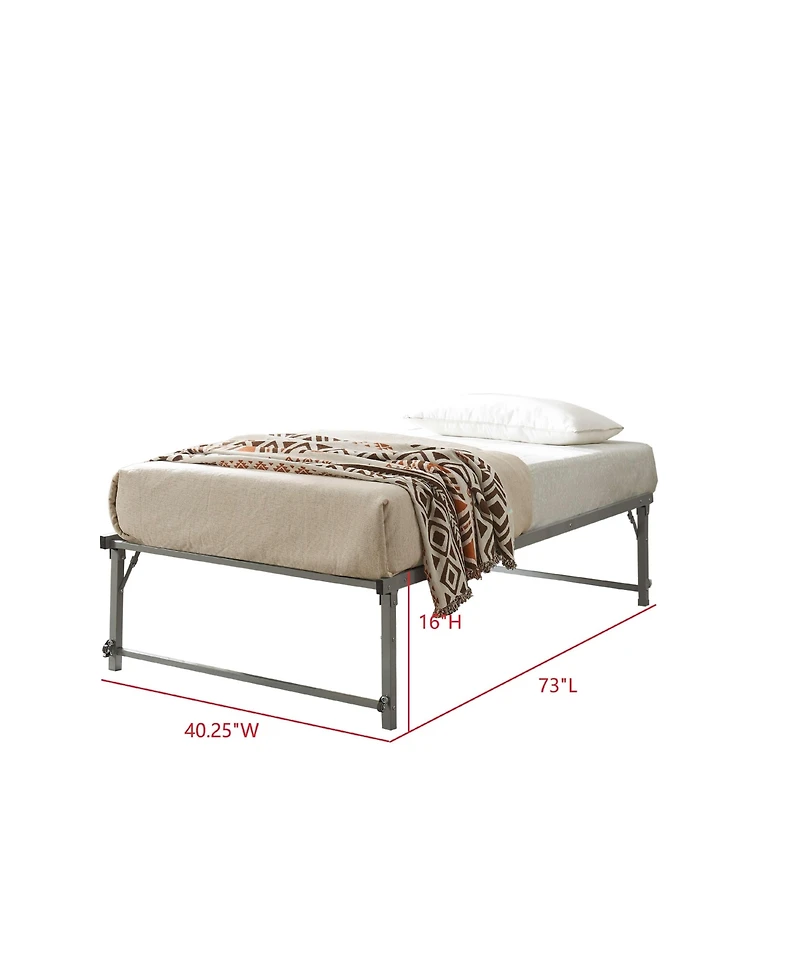 Kings Brand Furniture Twin Metal Daybed with Pop-Up Trundle, Sturdy Steel Slat Support Space Saving Guest Bed Frame, Bedroom & Living Room