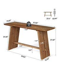 Tribesigns Solid Wood Bar Table, 61" Counter Height Table with Parquet Design Tabletop