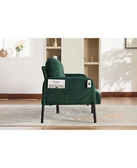 Streamdale Furniture Oversized Corduroy Loveseat Sofa with Metal Legs & Side Pockets