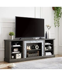Streamdale Furniture Faux Stacked Stone Tv Stand with Storage Cabinet