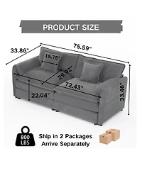 Streamdale Furniture Oversized Chenille Loveseat Sofa, 2-Seater Cloud Couch, Modern Comfy Deep Seat Love Seat