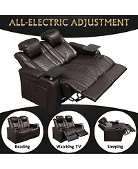 Streamdale Furniture Power Recliner 2 Pc, Top-Grain Nappa, Smart Charging, Rgb Led