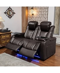 Streamdale Furniture Power Recliner 2 Pc, Top-Grain Nappa, Smart Charging, Rgb Led