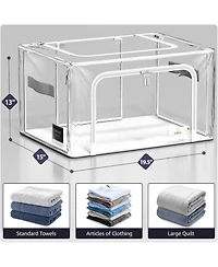 Sorbus Foldable Clear Plastic Storage Bags with Metal Frame & Carry Handles for Bedding Linen & Clothing