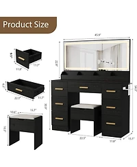 gaomon 45.9" Makeup Vanity Desk with Large Lighted Mirror
