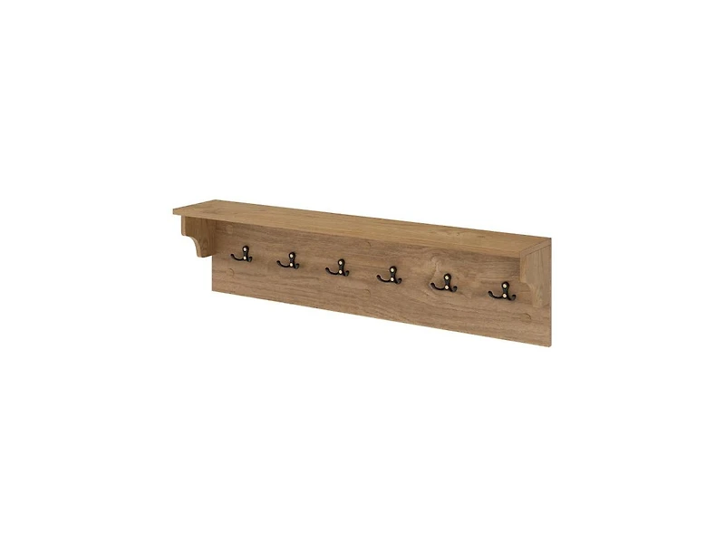 Slickblue Wood Coat Rack 31.5" with Shelf and 6 Hooks for Entryway