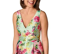 Adrianna Papell Women's High-Low V-Neck Ball Gown