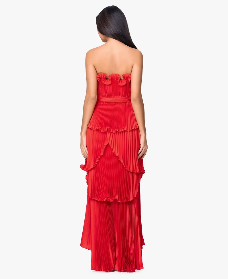 Betsy & Adam Women's Strapless High-Low Ball Gown