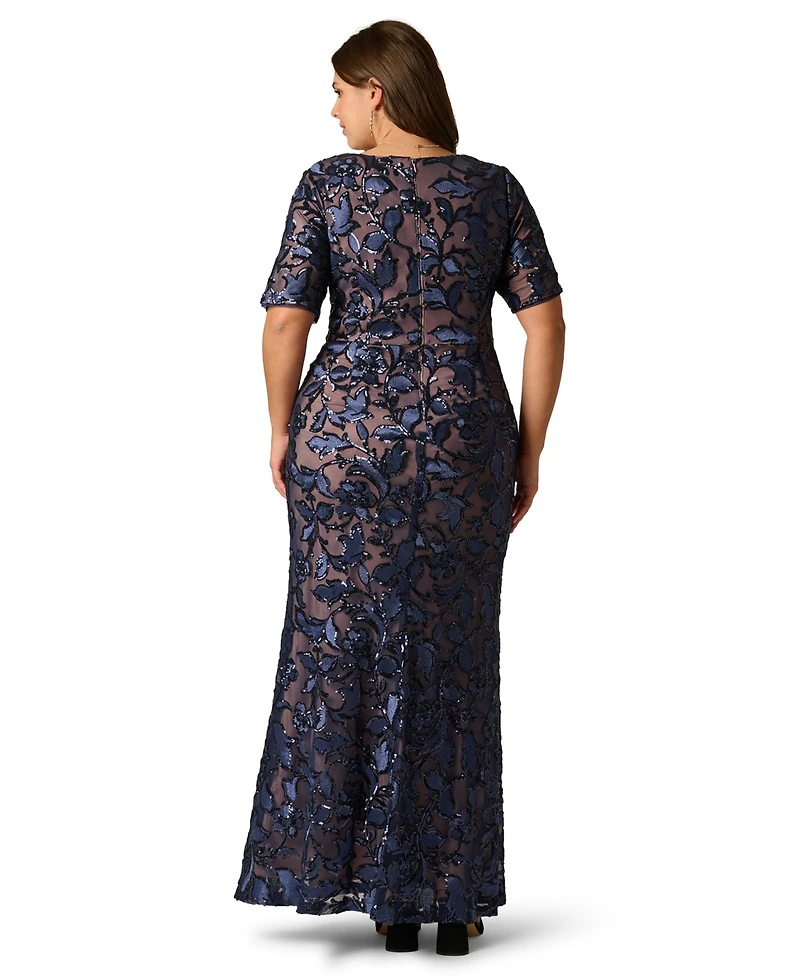 Adrianna Papell Plus Sequin Sweetheart Neck Ball Gown