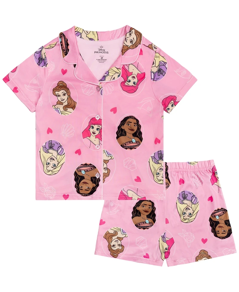 Disney Princess Girls' 2T-4T Notch Collar Top and Shorts, 2-Piece Set