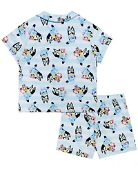 Bluey Girls' 2T-4T Notch Collar Top and Shorts, 2-Piece Set