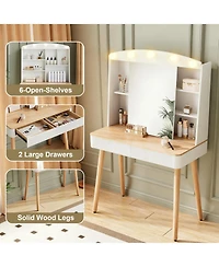 Streamdale Furniture Vanity Desk with Lighted Mirror, Storage & Drawers