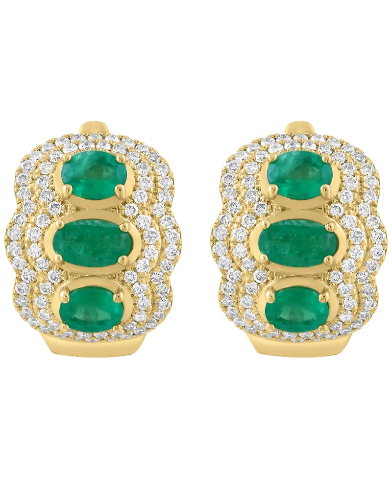 Effy Collection Emerald (1-1/4 ct. t.w.) & Diamond (5/8 ct. t.w.) Earrings in 14k Yellow Gold