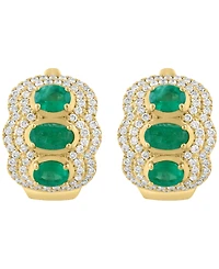 Effy Collection Emerald (1-1/4 ct. t.w.) & Diamond (5/8 ct. t.w.) Earrings in 14k Yellow Gold