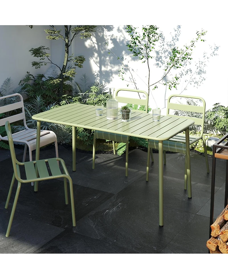 Streamdale Furniture Sella long green outdoor dining table for villa, courtyard, balcony, garden