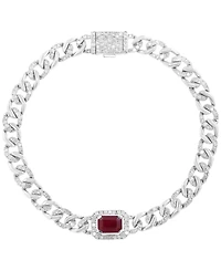 Effy Collection Ruby (1-3/8 ct. t.w.) & Diamond (1-1/5 ct. t.w.) Bracelet in Sterling Silver