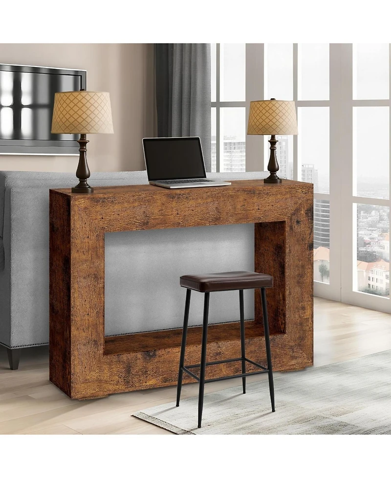 gaomon 47" Minimalist Farmhouse Console Table with Open Storage Shelves