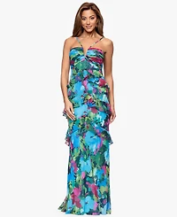 Xscape Petite Floral Printed Tiered Ball Gown