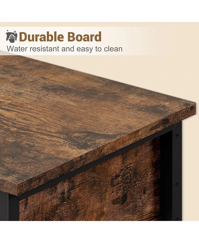 gaomon Rustic Industrial 2-Tier End Table with Storage Drawer