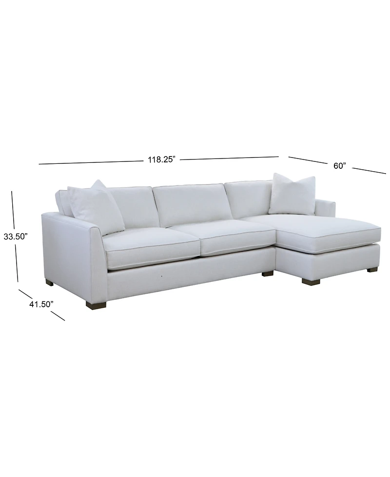 Corine 2-Pc. Chaise Sectional Sofa with Toss Pillows