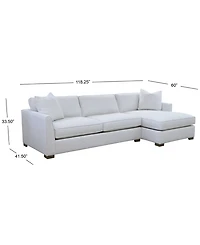 Corine 2-Pc. Chaise Sectional Sofa with Toss Pillows