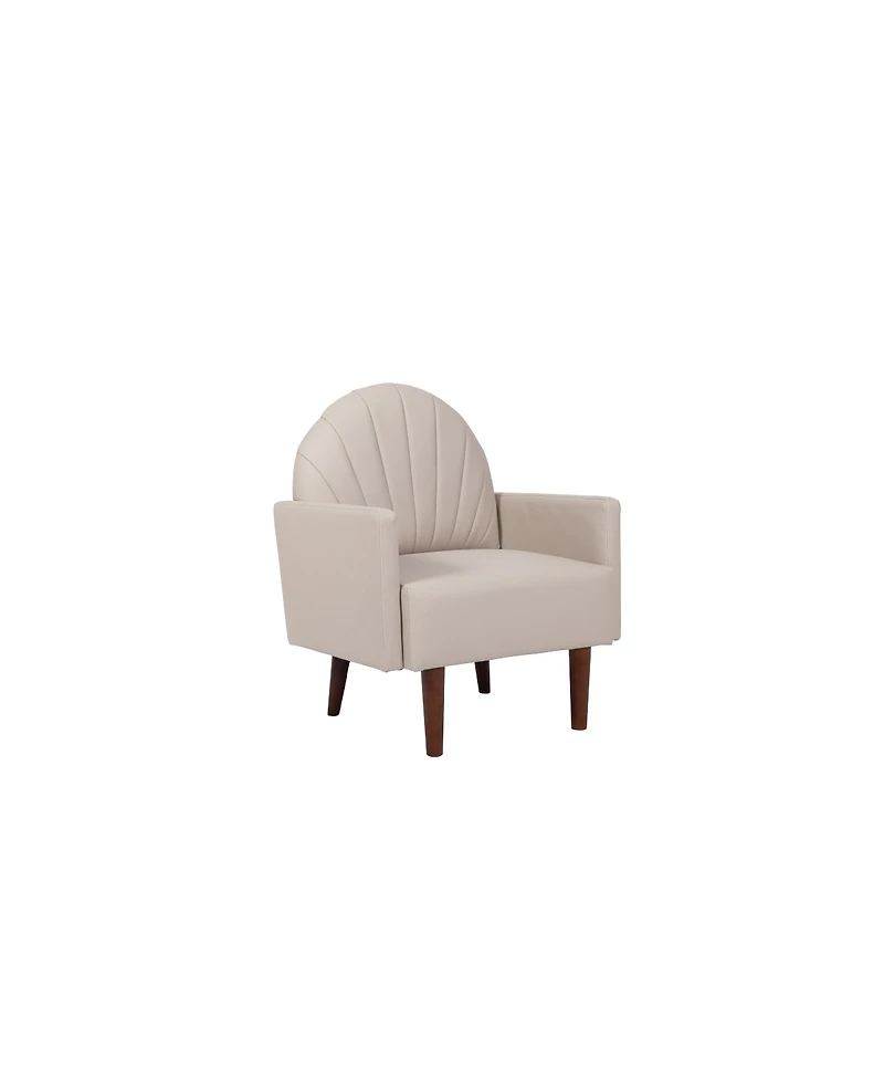 Streamdale Furniture Shell armchair with Pu leather and wooden legs