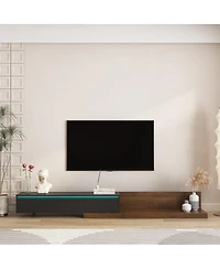 Streamdale Furniture Modern Tv Stand with Led Lights & Storage for Living Room