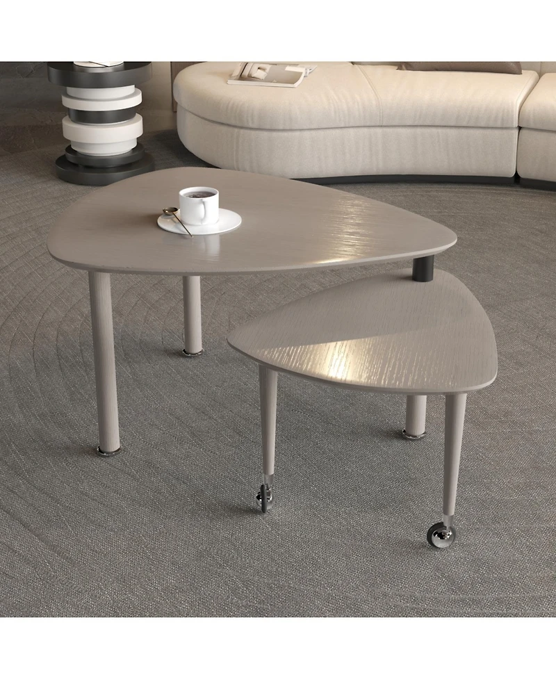 Streamdale Furniture Streamdale 360 Rotatable Coffee Table for Living Room, Solid Wood Legs, Modern Apartment Furniture