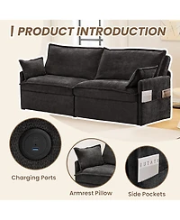 Streamdale Furniture Versatile 3-in-1 Chenille Sleeper Sofa with Storage & Charging