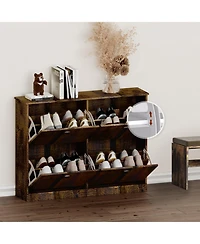 Clihome Shoe Cabinet, Hidden Slim Narrow Shoe Rack Cabinet with 4 Drawers