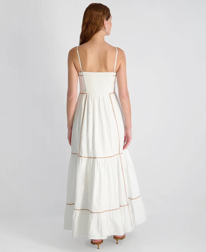 French Connection Women's Square-Neck Cambria Contrast Trim Maxi Dress