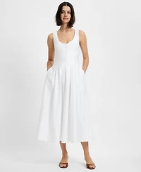 French Connection Women's Satin Fit And Flare Scoop Neck Midi Dress