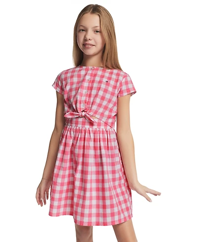 Tommy Hilfiger Girls' 7-16 Gingham Round Neck Dress