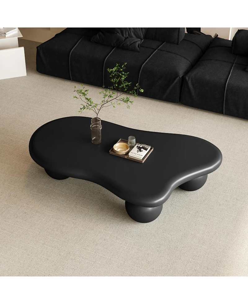 Streamdale Furniture 47 Inch Cloud Shaped Coffee Table with 3 Ball Legs for Living Room