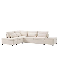 Streamdale Furniture Streamdale 107" Sectional Sleeper Sofa Bed with Pull Out Couch, L-shaped, Usb/Type-c Charging