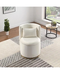 Streamdale Furniture 360° Swivel Accent Chair with Storage & Gold Base