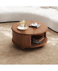 Streamdale Furniture Streamdale Round Fluted Coffee Table with Storage