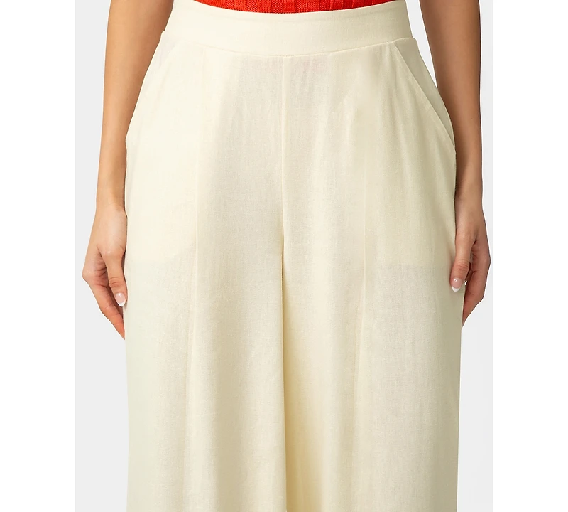 Hue Women's Coastal Linen Palazzo Sleepwear Pant