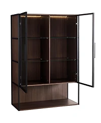 Sumyeg Casainc Modern 51.2" Tall Lighted Display Cabinet with Tempered Glass Door and Metal Frame