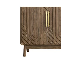 Storage Cabinet With Carved 4 Door Adjustable Layer Board