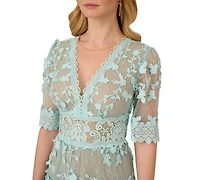 Adrianna Papell Women's V-Neck Lace Embroidery Dress