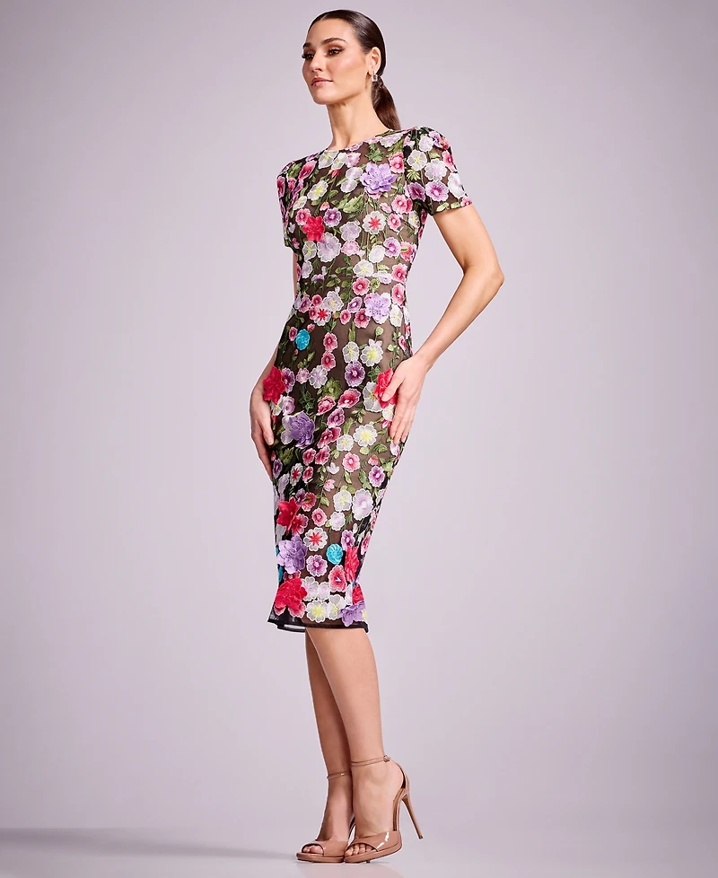 Dress the Population Women's Puff Short-Sleeve Bodycon Midi