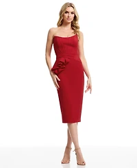 Dress the Population Women's Strapless Exposed Boning Bustier Midi