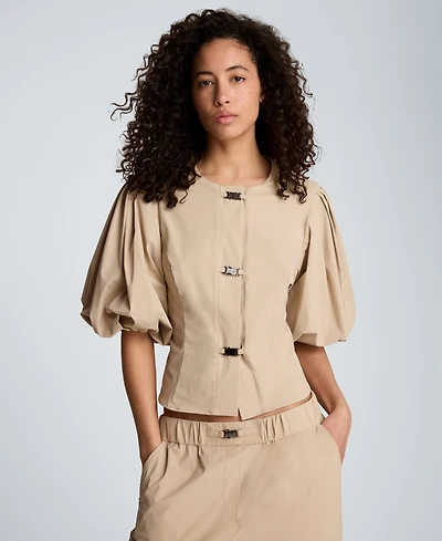 Kenneth Cole Women's Button-Front Bubble-Sleeve Cardigan