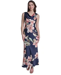 Eliza J Women's Sleeveless Drape Neck Printed Gown