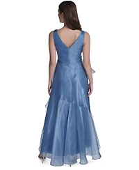 Eliza J Women's Sleeveless V-Neck Ruffle Gown