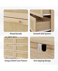 Rattan Storage Cabinet with 6 Drawers